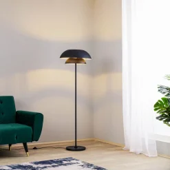 Lucande gulvlampe Kellina, 151 cm, svart, metall, E27