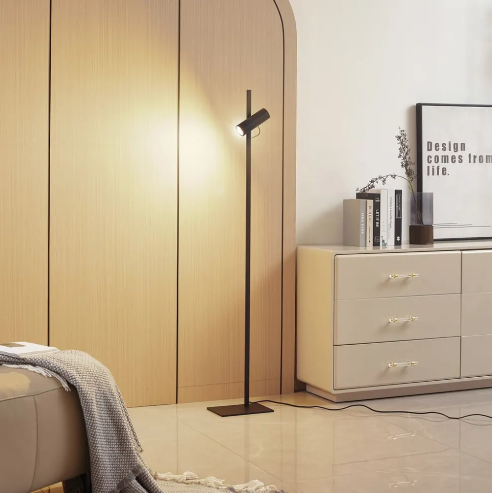 Lucande gulvlampe Lysias, svart, metall, høyde 143,2 cm