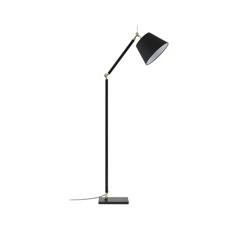 Lucande gulvlampe Marvaine, svart/gullfarget, justerbar