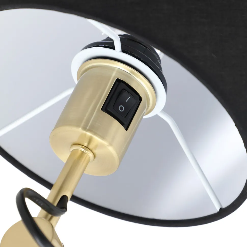 Lucande gulvlampe Marvaine, svart/gullfarget, justerbar