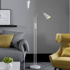 Lucande gulvlampe Medira, hvit, 2 lyskilder, justerbar, GU10
