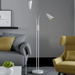 Lucande gulvlampe Medira, hvit, 2 lyskilder, justerbar, GU10