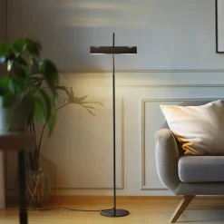 Lucande gulvlampe Nysira, grå metallic, 2 lyskilder