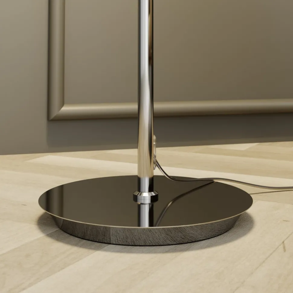 Lucande gulvlampe Pordis, 155 cm, krom, hvit, metall, tekstil