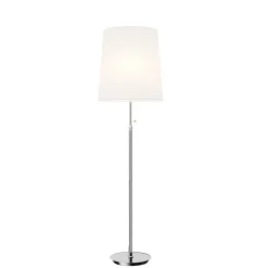 Lucande gulvlampe Pordis, 155 cm, krom, hvit, metall, tekstil