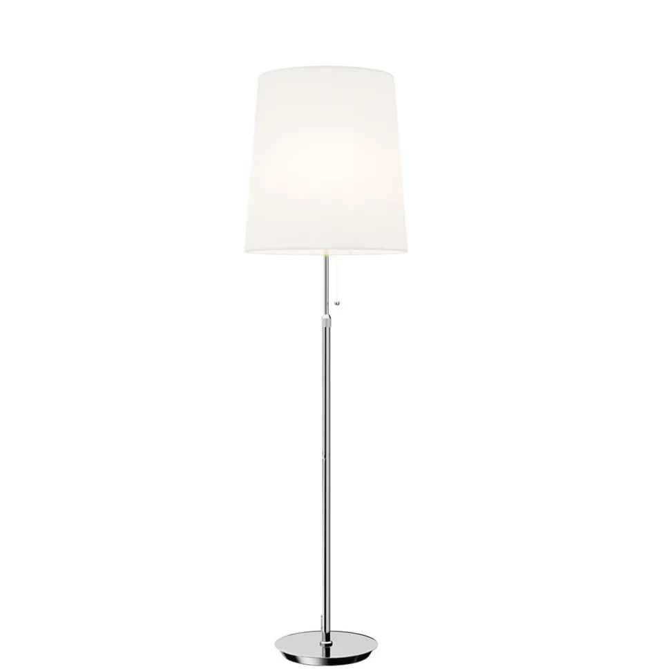 Lucande gulvlampe Pordis, 155 cm, krom, hvit, metall, tekstil