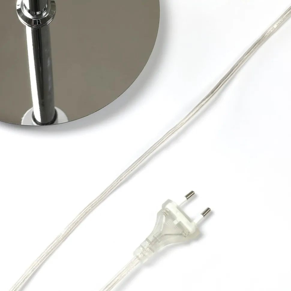 Lucande gulvlampe Pordis, 155 cm, krom, hvit, metall, tekstil