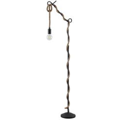 Lucande gulvlampe Ropina, høyde 180 cm, svart, hampetau