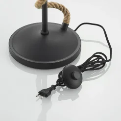 Lucande gulvlampe Ropina, høyde 180 cm, svart, hampetau