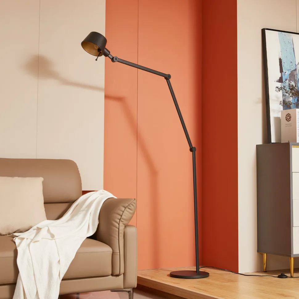 Lucande gulvlampe Silka, høyde 216 cm, svart, metall