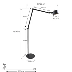Lucande gulvlampe Silka, høyde 216 cm, svart, metall