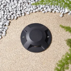 Lucande gulv-spotlight med LED Jeffrey, svart, 4 lyskilder, Ø 20 cm