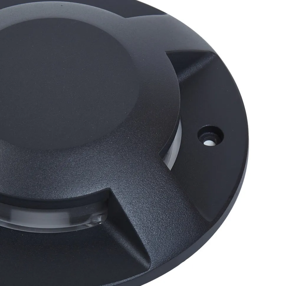 Lucande gulv-spotlight med LED Jeffrey, svart, 4 lyskilder, Ø 20 cm