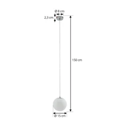 Lucande hengelampe Bidolo, kromfarget, glass, Ø 15 cm, IP44