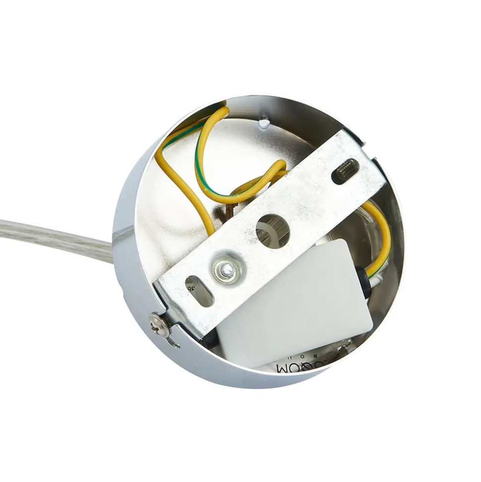 Lucande hengelampe Bidolo, kromfarget, glass, Ø 15 cm, IP44