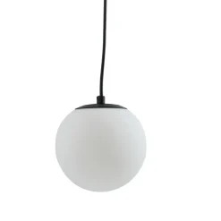 Lucande hengelampe Bidolo, svart, glass, Ø 15 cm, IP44