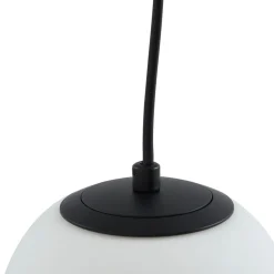 Lucande hengelampe Bidolo, svart, glass, Ø 15 cm, IP44