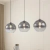 Lucande hengelampe Brillar, røykgrå, glass, 3 lyskilder, 128 cm