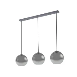 Lucande hengelampe Brillar, røykgrå, glass, 3 lyskilder, 128 cm