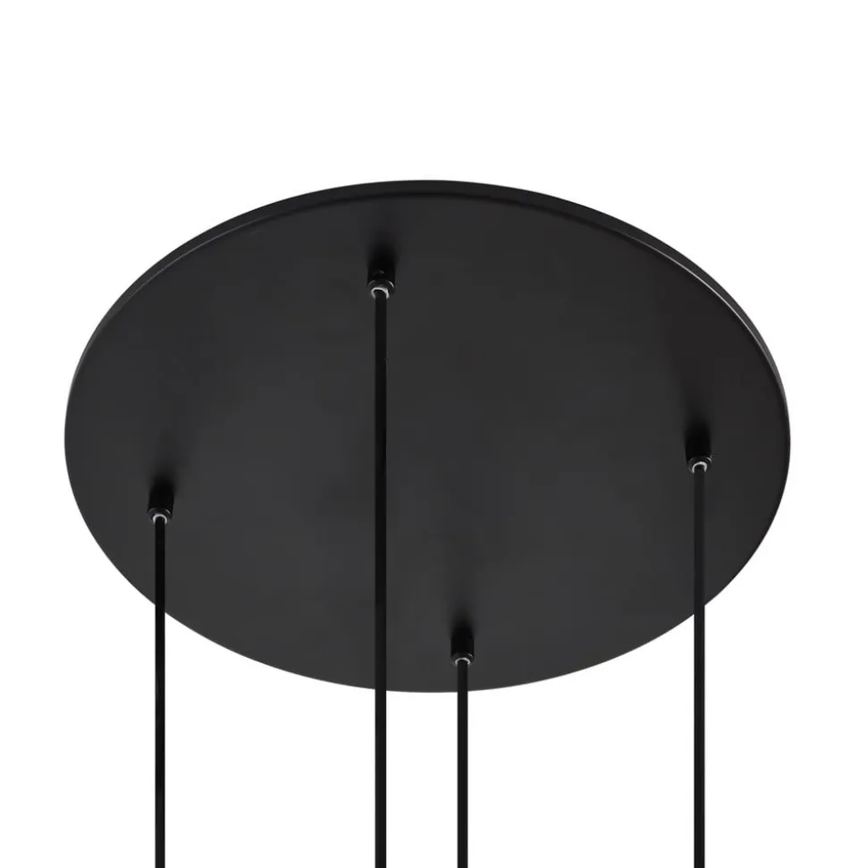 Lucande hengelampe Lunelle, hvit/svart, glass, 4 lyskilder, Ø 40cm