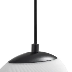 Lucande hengelampe Lunelle, hvit/svart, glass, 4 lyskilder, Ø 40cm