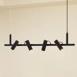 Lucande hengelampe Lysias, svart, metall, lengde 120 cm