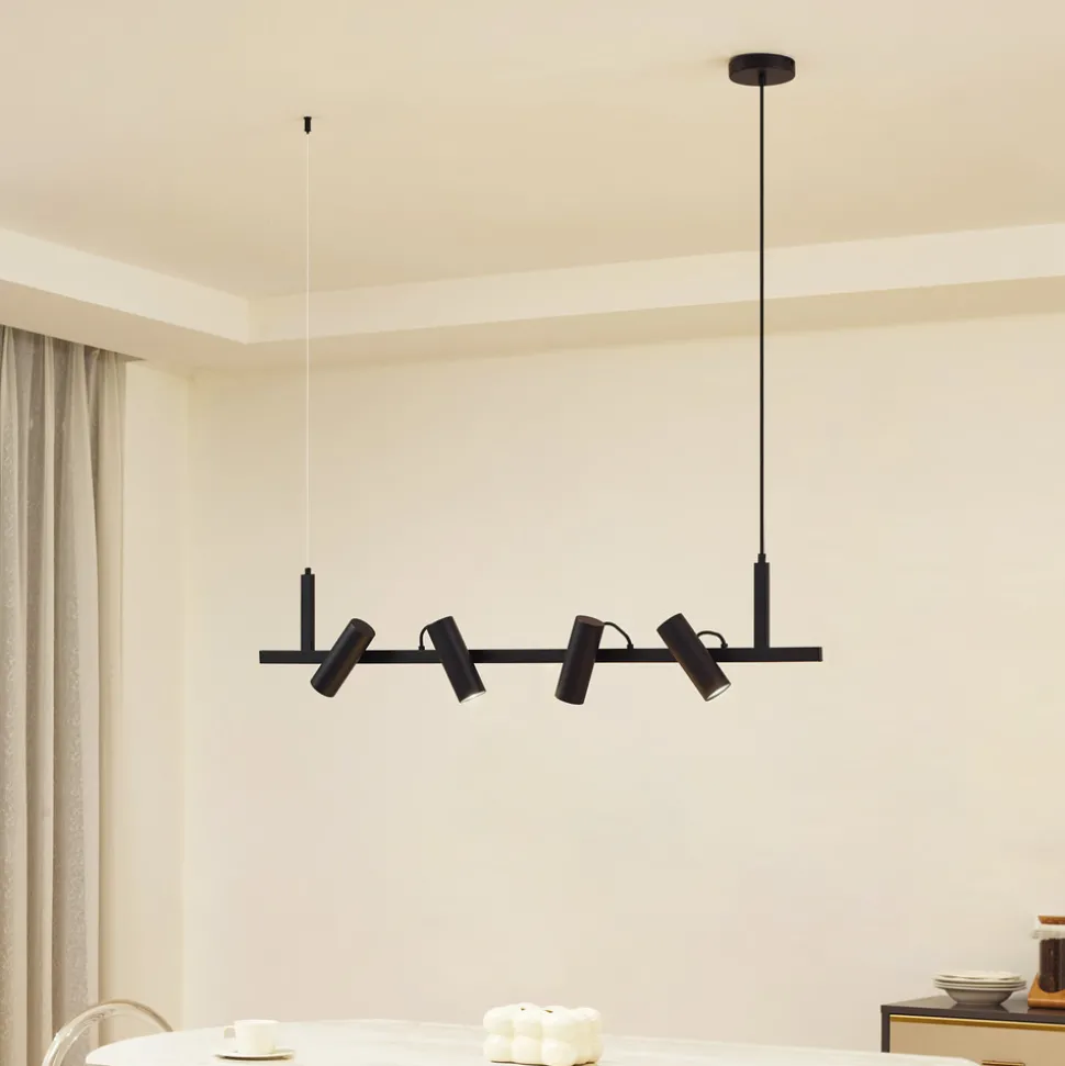 Lucande hengelampe Lysias, svart, metall, lengde 120 cm