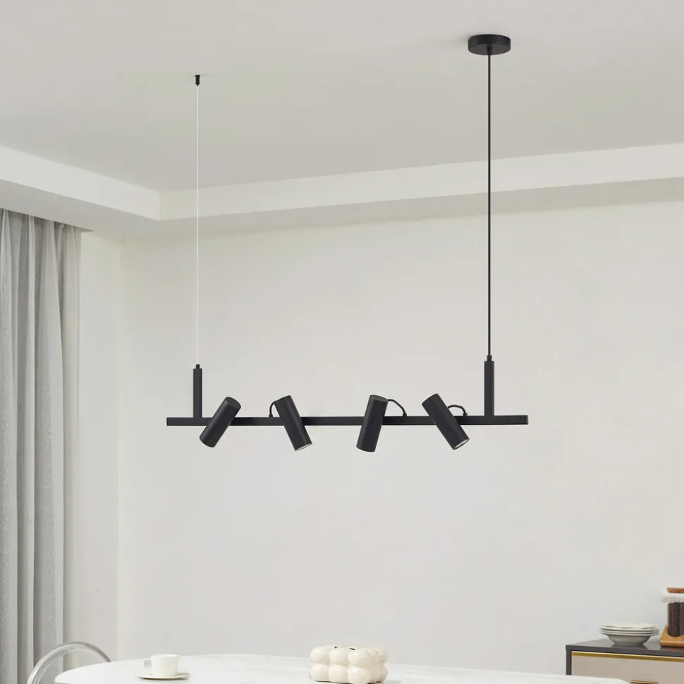 Lucande hengelampe Lysias, svart, metall, lengde 120 cm