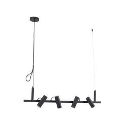 Lucande hengelampe Lysias, svart, metall, lengde 120 cm