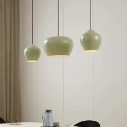 Lucande hengelampe Malisa, grønn, 3 lyskilder, metall, lengde 90 cm