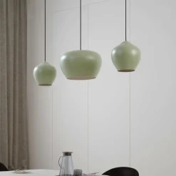 Lucande hengelampe Malisa, grønn, 3 lyskilder, metall, lengde 90 cm