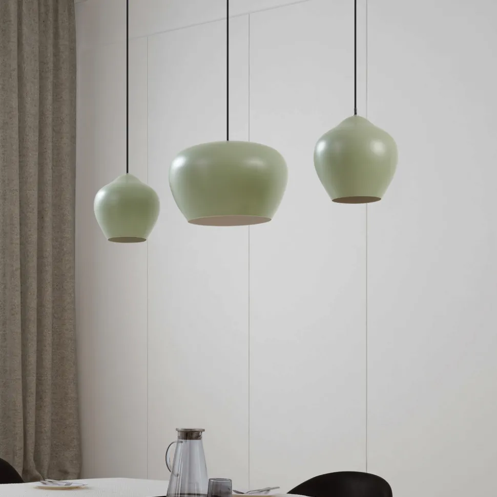 Lucande hengelampe Malisa, grønn, 3 lyskilder, metall, lengde 90 cm