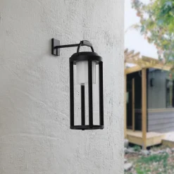 Lucande 2-i-1 LED-solcellelampe Tilena, svart, rund, aluminium