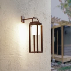 Lucande 2-i-1 LED-vegglampe Tilena, rust, rund, aluminium