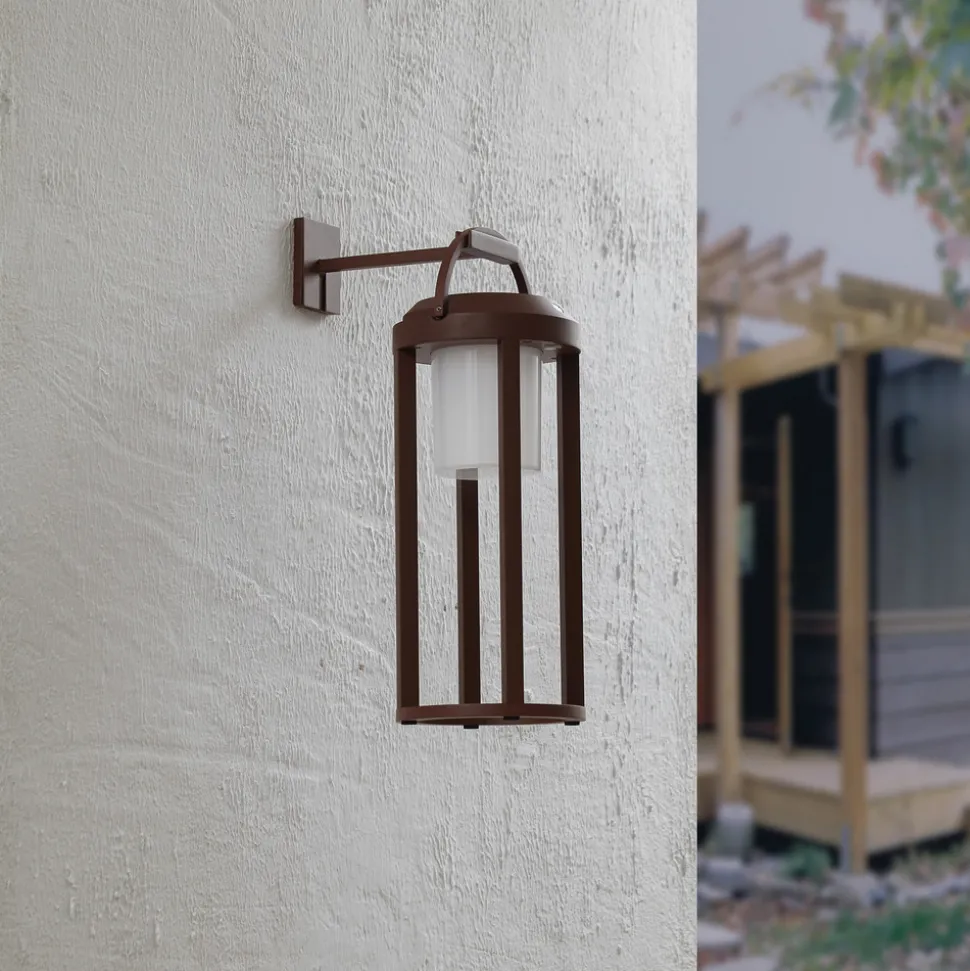 Lucande 2-i-1 LED-vegglampe Tilena, rust, rund, aluminium