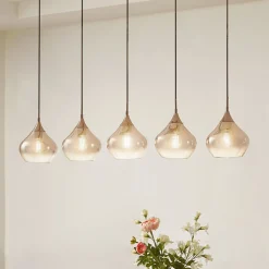 Lucande Jarven hengelampe, 5 lyskilder, svart, glass