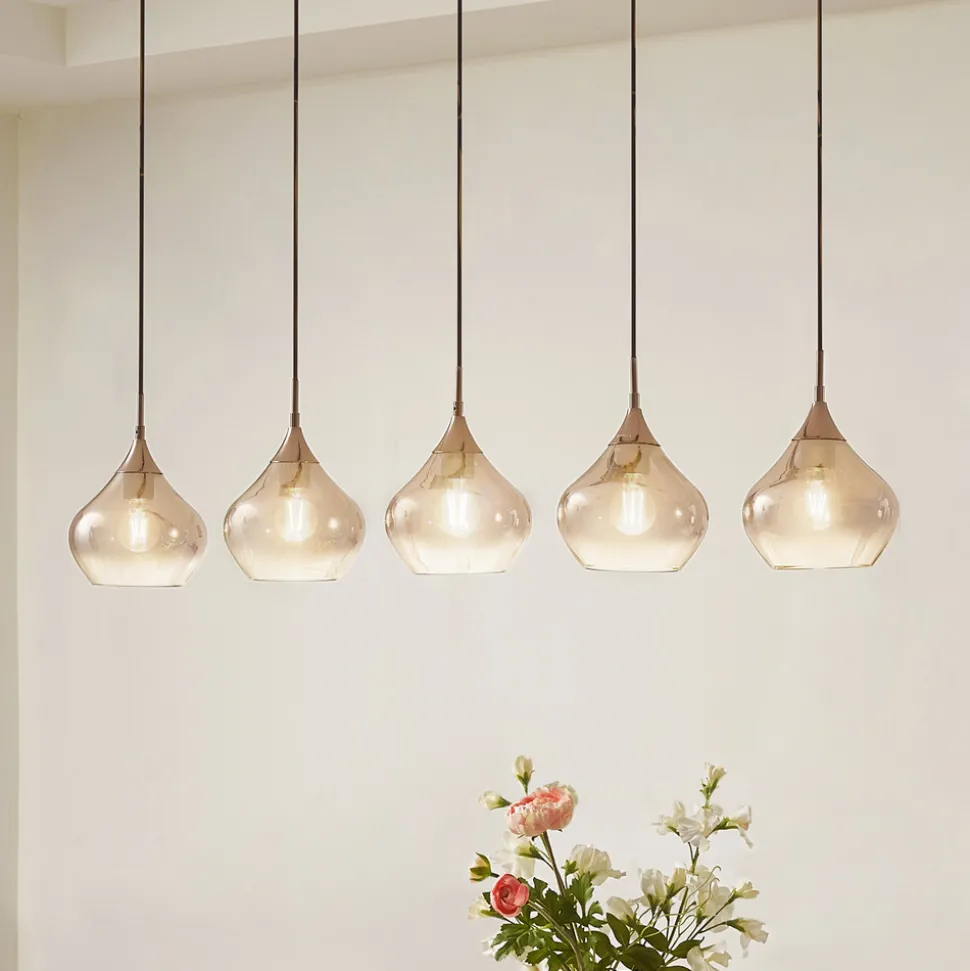 Lucande Jarven hengelampe, 5 lyskilder, svart, glass