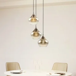 Lucande Jarven hengelampe, 3 lyskilder, svart, glass