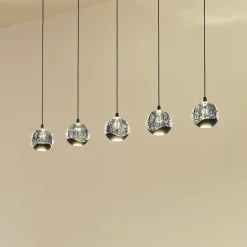 Lucande LED-pendellampe Hayley, svart, 5 lyskilder, langstrakt