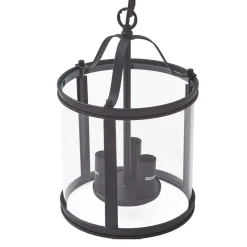 Lucande pendellampe Eryk, Ø 23 cm, svart, glass, 3-lys