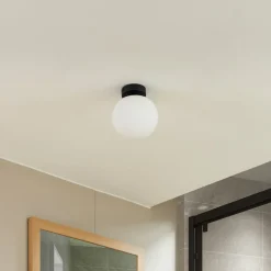 Lucande taklampe Bidolo, svart, glass, Ø 15 cm, IP44