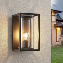 Lucande utendørs vegglampe Brienne, 30 cm, antrasitt, metall