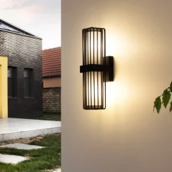 Lucande utendørs vegglampe Chandan, 41,9 cm, antrasitt, aluminium