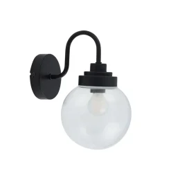 Lucande vegglampe Badolo, svart, glass, 25 cm høy, IP44