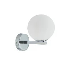 Lucande vegglampe Bidolo, kromfarget, glass, Ø 12 cm, IP44