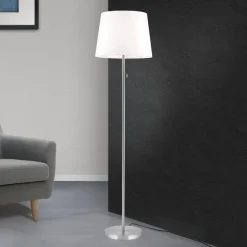 Ludwig gulvlampe i tekstil, matt nikkel