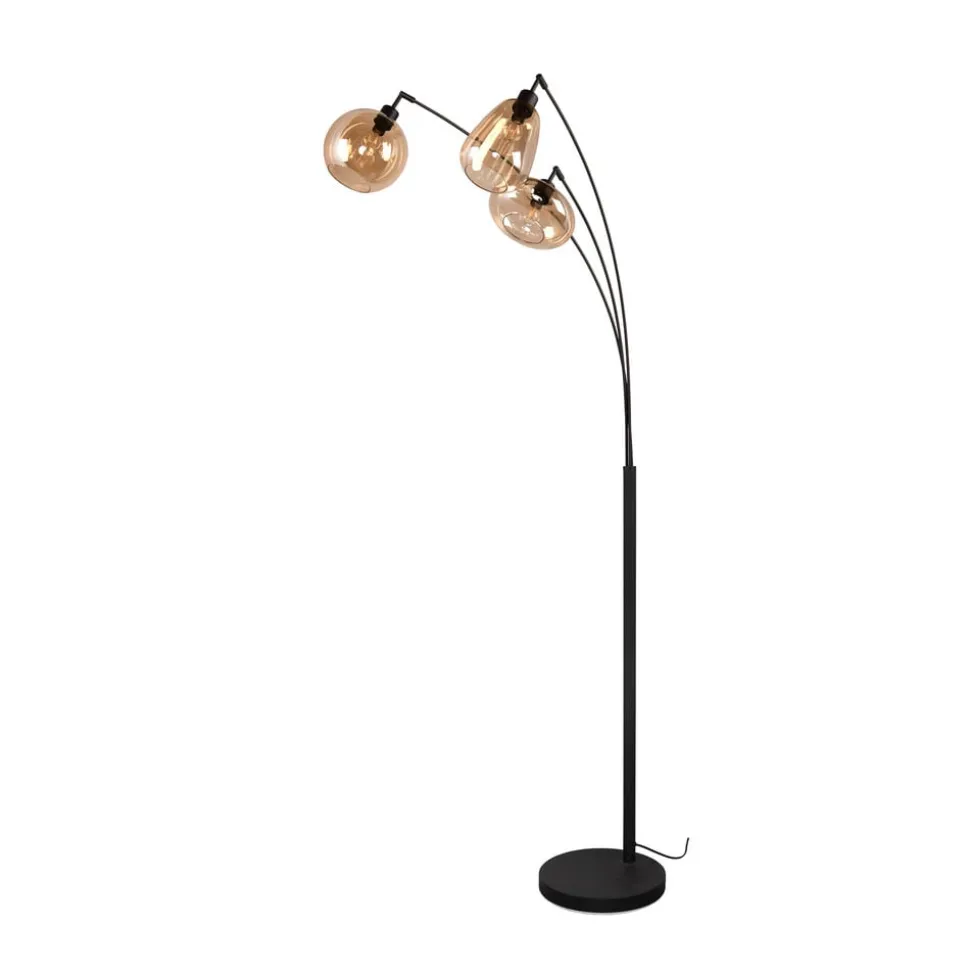Lumina gulvlampe, 3-lys, svart/amber, glass