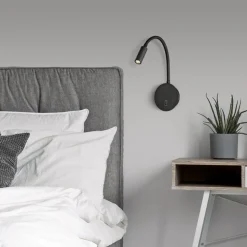 Lyon LED-leselampe, fleksibel arm, bryter, svart