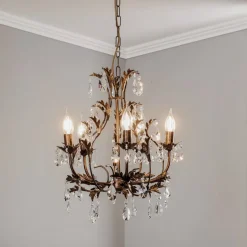 Lysekrone Botte i metall med 5 lyskilder, bronse