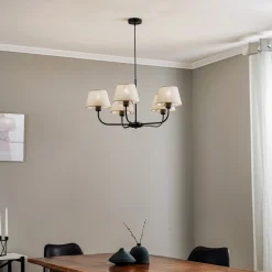 Lysekrone Chicago, lin skjerm med 5 lyskilder